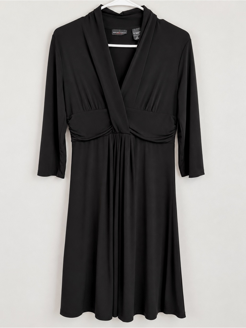 Black Draped V-Neck Women’s Dress